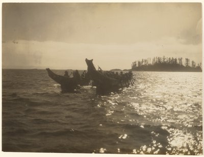 [Hulluna he ajoivat veneensä veden poikki] tekijältä Edward S. Curtis