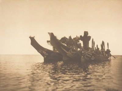Naamiotanssijat kanooteissa - Qagyuhl A, 1914. tekijältä Edward Sheriff Curtis
