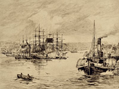 The Tyne: At Shields, n. 1880 (etsaus) tekijältä Edward Slocombe