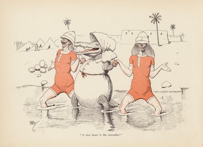 Hännät kierteellä: krokotiili (väri litho) tekijältä Edward Tennyson Reed