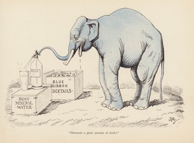 Hännät kierteellä: Elefantti (väri litho) tekijältä Edward Tennyson Reed