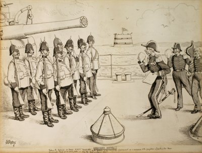 Tallentamaton historia! Kerrotaan HMS Taradddlen merijalkaväelle Hänen Majesteettinsa hallituksen päättäväisyydestä - myönnytykseksi mannervaltojen ennakkoluulolle - evakuoida Egypti aikaisessa vaiheessa: luultavasti huhtikuun ensimmäisenä päivänä. tekijältä Edward Tennyson Reed