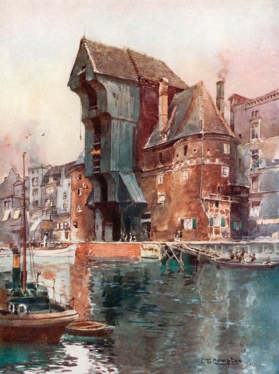 Krahnthor Danzigissa (värilitografia) tekijältä Edward Theodore Compton