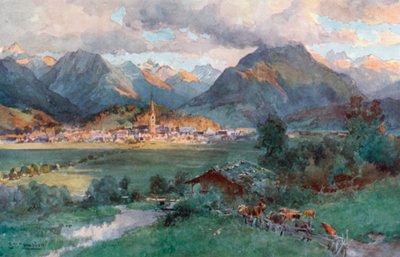 Oberstdorf (värilitografia) tekijältä Edward Theodore Compton