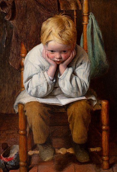 Learning by Heart (öljy laudalle) tekijältä Edward Thompson Davis