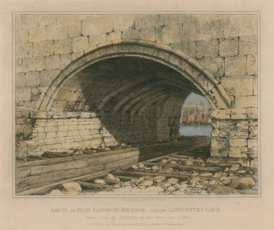 Vanhan London Bridgen kaari nimeltään Long Entry Lock tekijältä Edward William Cooke