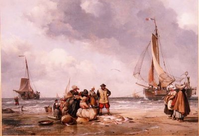 Kalastajat laskevat saalista tekijältä Edward William Cooke