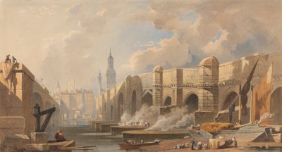 Vanha ja uusi London Bridge tekijältä Edward William Cooke