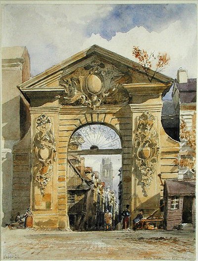 Porte Guillaume Leon, Rouen (akvarelli paperille) tekijältä Edward William Cooke