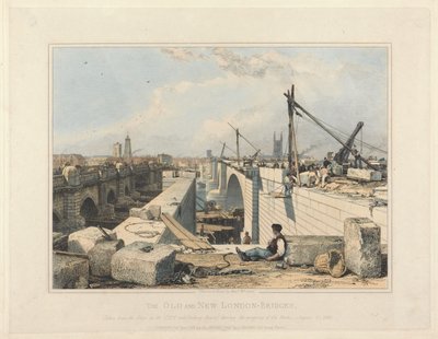Vanha ja uusi London Bridge tekijältä Edward William Cooke