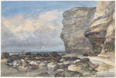 Rocky Beach ja Cliffs Fécampissa tekijältä Edward William Cooke