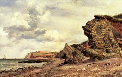 "Triassic Cliffs, Blue Anchor, North Somerset", 1866 tekijältä Edward William Cooke