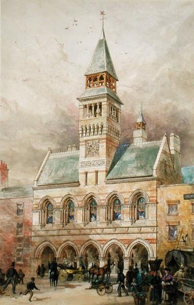 Civic Building (akvarelli paperille) tekijältä Edward William Godwin