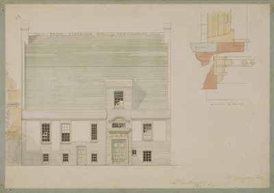 J.A.M. Whistler Esq:n talon julkisivu, Tite Street, Chelsea, 1877 (tussi ja tussi ja wc paperille) (katso myös 176476) tekijältä Edward William Godwin