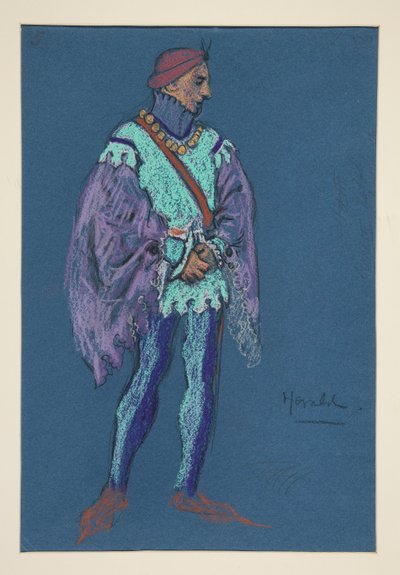 Herald, pukupiirros Henry Irvingille tekijältä Edwin Austin Abbey