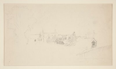 Arkkitehtitutkimus (recto); Koristeluonnoksia (käänteinen) tekijältä Edwin Austin Abbey
