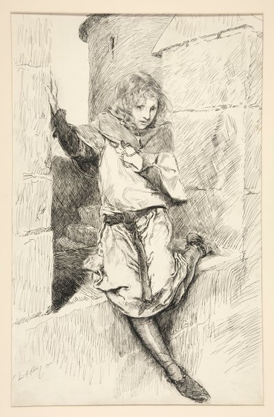 Arthur - IV näytös, kohtaus III, kuningas John tekijältä Edwin Austin Abbey
