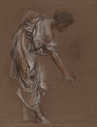 Taivuttava nainen klassisessa mekossa - opiskelu tekijältä Edwin Austin Abbey