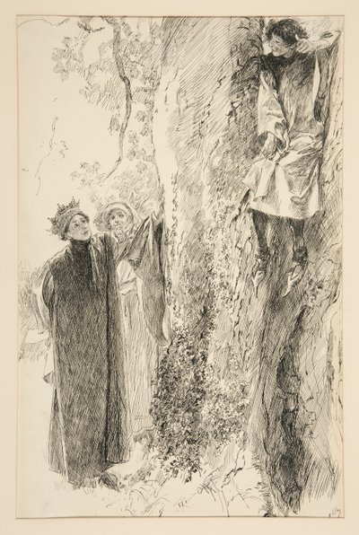Biron ja kuningas, näytöksestä IV, kohtaus iii, Rakkaus tekijältä Edwin Austin Abbey