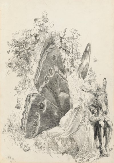 Bottom and Titania, kuvitus juhannusyöstä tekijältä Edwin Austin Abbey
