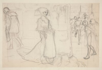 Sävellystutkimus maalaukseen Faust ja Margaret tekijältä Edwin Austin Abbey