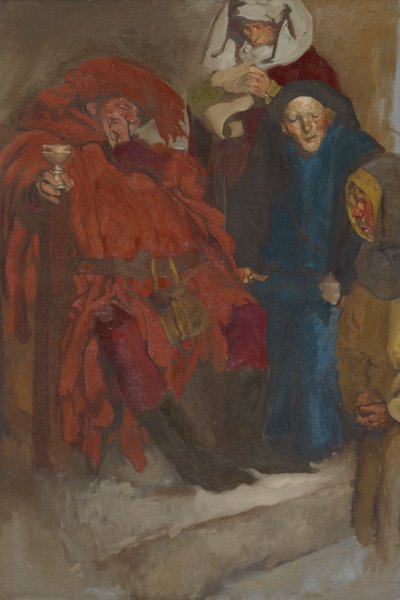 Sävellystutkimus, mahdollisesti Windsorin iloisille vaimoille tekijältä Edwin Austin Abbey