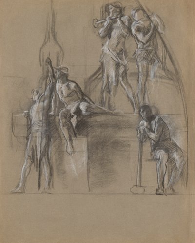 Koostumustutkimus kaivostyöläisten hahmoille tekijältä Edwin Austin Abbey