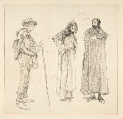 Dull, Sir Nathaniel, Holofernes, näytöksestä IV, kohtaus ii, Rakkaus tekijältä Edwin Austin Abbey