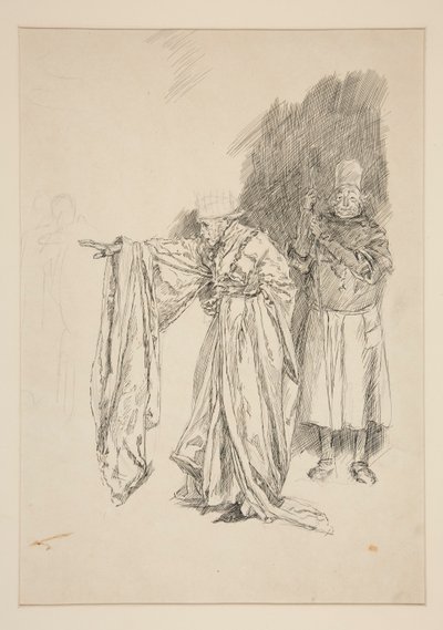 Kuninkaan varhainen tutkimus – II näytös, III kohtaus, kaikki tekijältä Edwin Austin Abbey