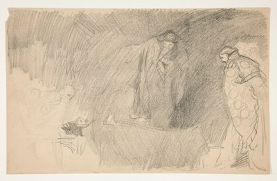 Figuuri levossa, luonnos tuntemattomasta Shakespearen näytelmästä tekijältä Edwin Austin Abbey