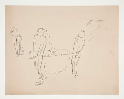 Figuuritutkimus - kaksi miestä kantamassa paareja tekijältä Edwin Austin Abbey
