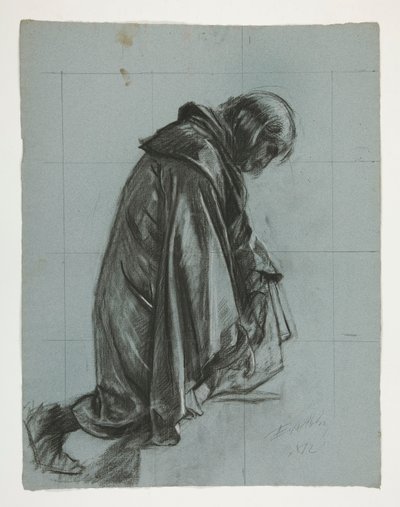 Figuuritutkimus Sir Lancelotille ja Sir Borsille varustaa Galahad hänen kannuineen, The Quest of the Holy Grail (toinen 15 maalauksen sarjasta Bostonin julkiselle kirjastolle, valmistui vuonna 1901) tekijältä Edwin Austin Abbey