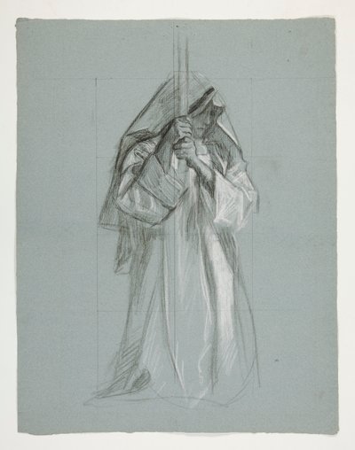 Sir Lancelotin ja Sir Borsin hahmotutkimus varustaa Galahadilla hänen kannuineen, The Quest of the Holy Grail -sarjasta (toinen 15 maalauksen sarjasta Bostonin julkiselle kirjastolle, valmistui vuonna 1901) tekijältä Edwin Austin Abbey