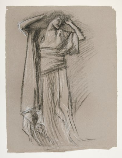 Figuuritutkimus Neitsytlinnalle(?), The Quest of the Holy Graal (15 maalauksen sarja Bostonin yleiselle kirjastolle, valmistui vuonna 1901) tekijältä Edwin Austin Abbey
