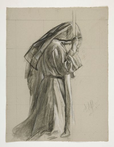 Figuuritutkimus Sir Galahadin ritariksi, The Quest of the Holy Graal (15 maalauksen sarja Bostonin yleiselle kirjastolle, valmistui vuonna 1901) tekijältä Edwin Austin Abbey
