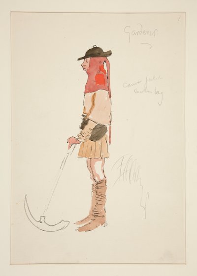 Puutarhuri, pukupiirros Henry Irvingille tekijältä Edwin Austin Abbey