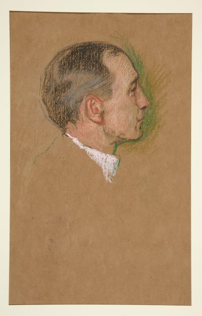 Miehen pää, Edward VII:n kruunaus tekijältä Edwin Austin Abbey