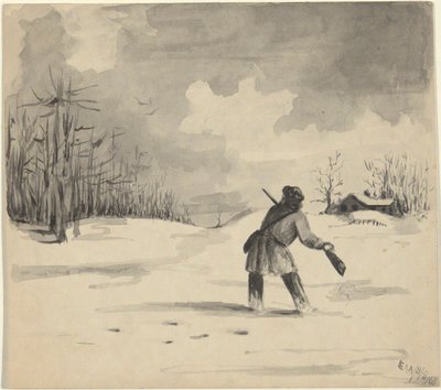 Metsästäjä lumessa tekijältä Edwin Austin Abbey