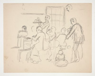 Ravintolan sisätila (?) - tunnistamaton kuva tekijältä Edwin Austin Abbey