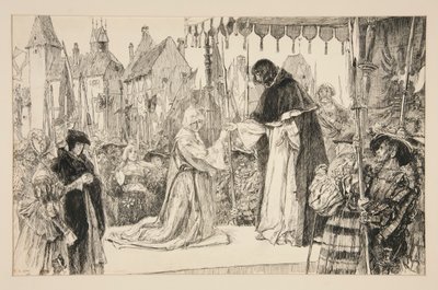 Isabella ja herttua - V näytös, kohtaus I, Mitta mittaan tekijältä Edwin Austin Abbey