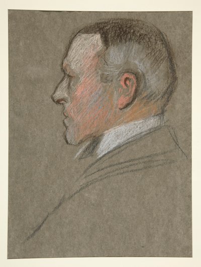 Miehen vasen profiilipää, Edwardin kruunaus. VII tekijältä Edwin Austin Abbey