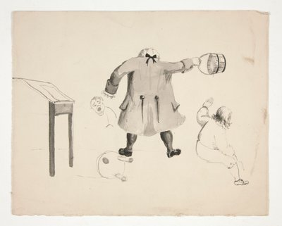 Mies Swinging Bucket at Two Boys (recto); Kaksi miestä seinän takana (versio) tekijältä Edwin Austin Abbey