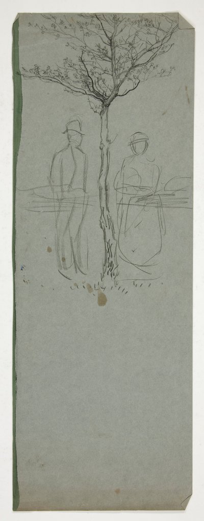 Mies ja nainen puun alla - (tunnistamaton kuva) tekijältä Edwin Austin Abbey