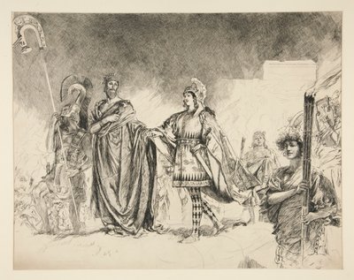 Theseuksen ja Hippolytan hääaamu (tutkimus .1036:lle) - Sisään Theseus, juhannusyöstä tekijältä Edwin Austin Abbey
