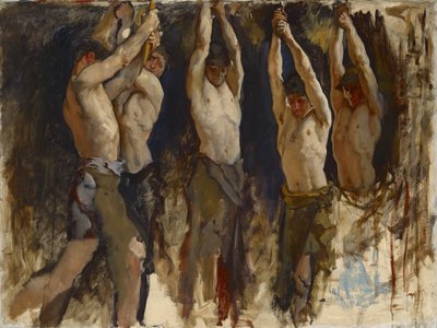 Miehiä alasin ääressä, tutkimus Vulcanin henkeä varten, noin 1904-8. tekijältä Edwin Austin Abbey