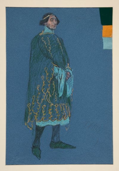 Sekalaista tutkimusta, pukupiirros Henry Irvingille tekijältä Edwin Austin Abbey