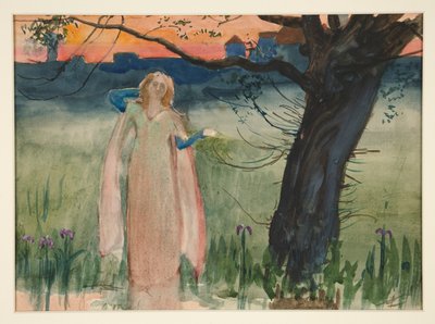 Ophelia puron rannalla - IV näytös, kohtaus VII, Hamlet tekijältä Edwin Austin Abbey