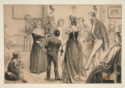 Juhlat viktoriaanisessa kodissa – tunnistamaton kuva tekijältä Edwin Austin Abbey
