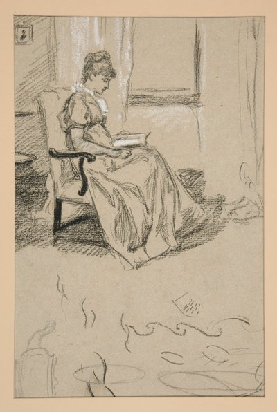 Ms. Abbeyn muotokuva lukemassa tekijältä Edwin Austin Abbey