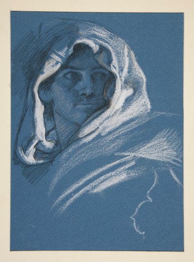 Muotokuva hupullinen nuori mies tekijältä Edwin Austin Abbey